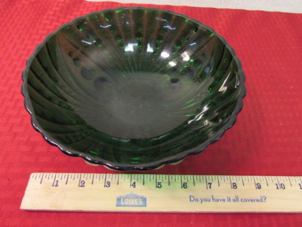 AWESOME PYREX NESTING BOWLS, GREEN GLASS BOWL, GRINDER, & MORE