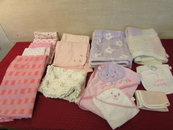 BABY GIRL  BLANKETS - SOME STILL HAVE TAGS