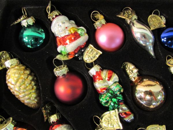 CRATED SET OF GLASS CHRISTMAS ORNAMENTS
