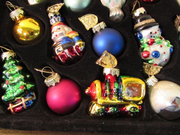 CRATED SET OF GLASS CHRISTMAS ORNAMENTS