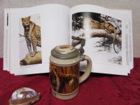BIG CATS STEIN, BOOK & CARVED SHELL