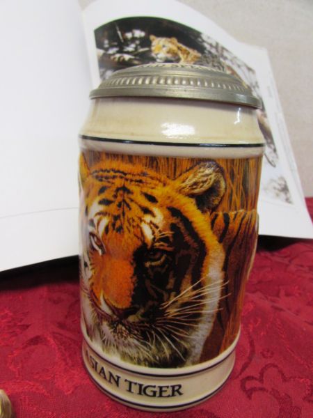 BIG CATS STEIN, BOOK & CARVED SHELL