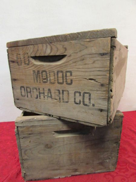TWO ANTIQUE WOODEN CRATES