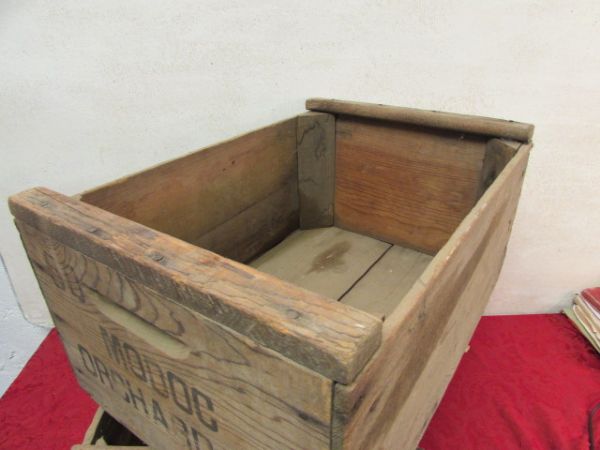 TWO ANTIQUE WOODEN CRATES
