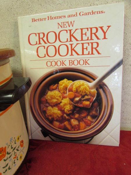 RIVAL CROCK POT WITH TWO HARDBACK COOK BOOKS.