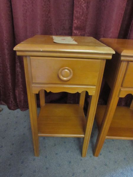 TWO QUALITY MAPLE NIGHTSTANDS WHICH MATCH LOT 103