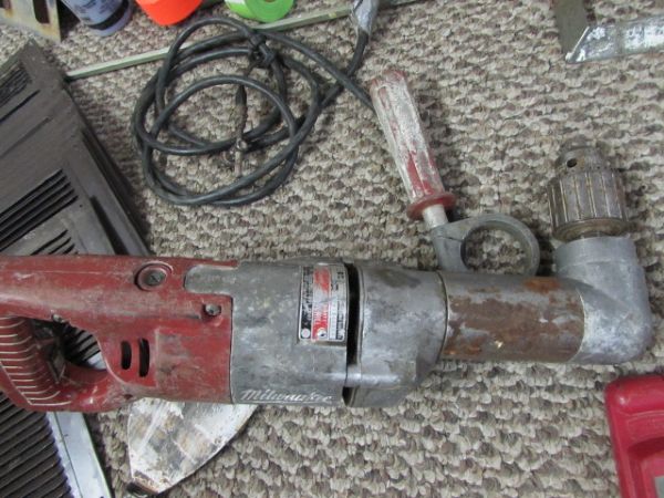 MILWAUKEE 1/2 DRILL, PAINT GUN AND PAINTING SUPPLIES