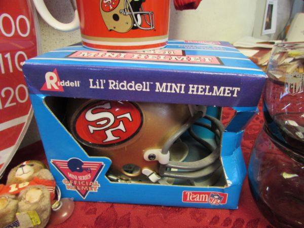 49ERS COLLECTIBLES, JACKETS, THERMOMETER, MINI HELMET, TEAM MASCOT & MORE