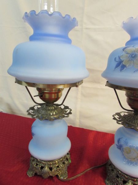 TWO VINTAGE RETRO HURRICANE TABLE LAMPS