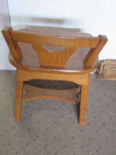 MAPLE SEWING STOOL WITH NOTIONS DRAWER
