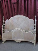 ANTIQUE FULL SIZE BED WITH DECORATIVE WOOD TRIM