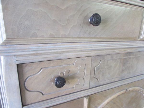ANTIQUE TALL DRESSER MATCHES THE BED IN LOT 42