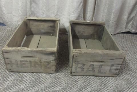 TWO OLD WOODEN CRATES: HEINZ 57 & BALI