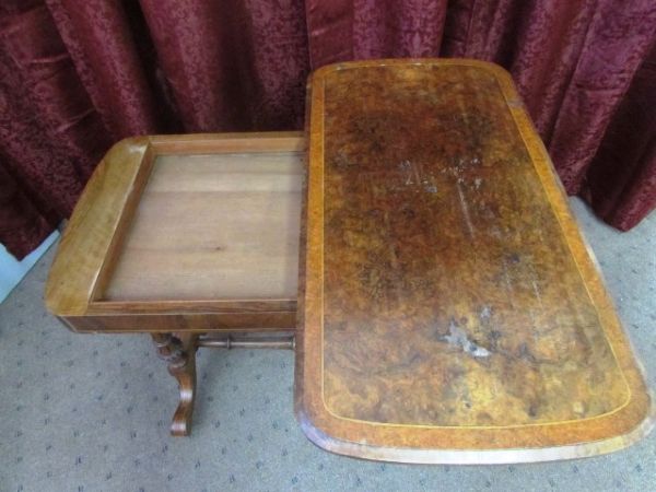 ANTIQUE TABLE CONVERTS TO A GAME TABLE.