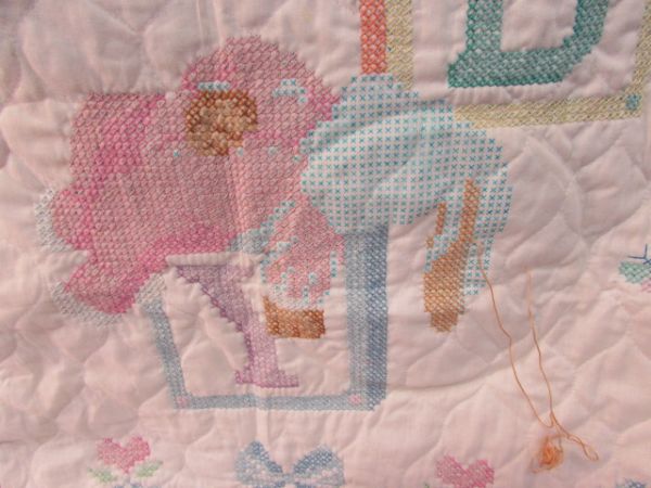 PARTIALLY FINISHED HAND EMBROIDERED BABY QUILTS