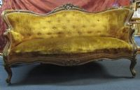 ANTIQUE CARVED WOOD SETTEE & MATCHING STOOL