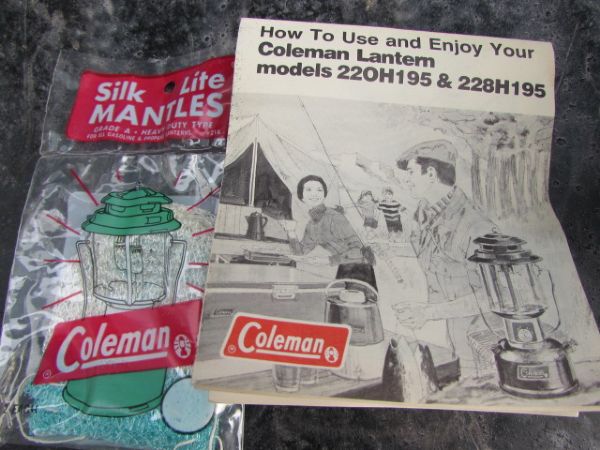 NEVER USED! COLEMAN LANTERN & TWO-BURNER STOVE! ALSO GALLONS OF FUEL!