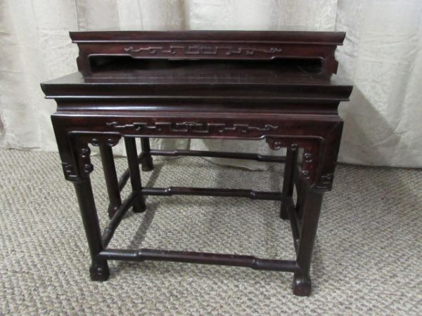 TWO CARVED CHINESE  NESTING  TABLES