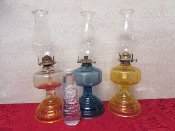 VINTAGE HURRICANE LAMPS & LAMP OIL