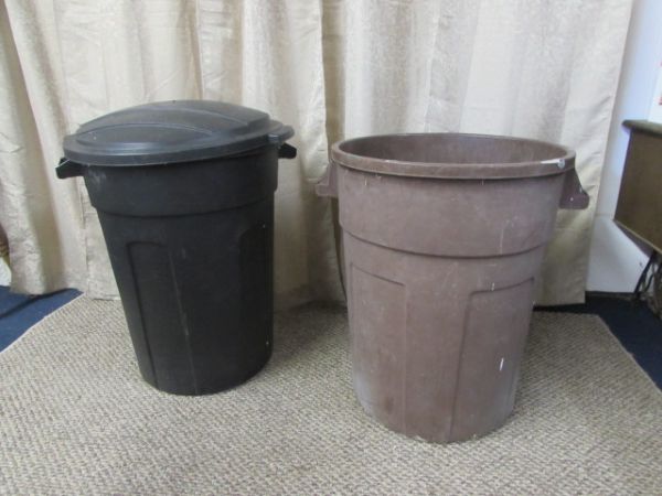 TWO HEAVY DUTY TRASH CANS 