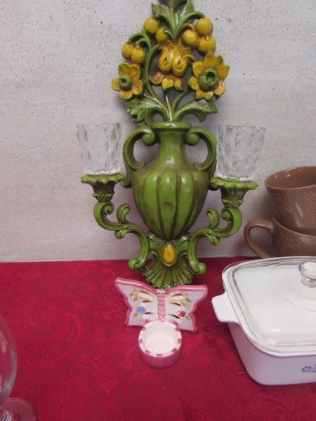 CORNING WARE PANS, GOBLETS, SCONCE & MORE