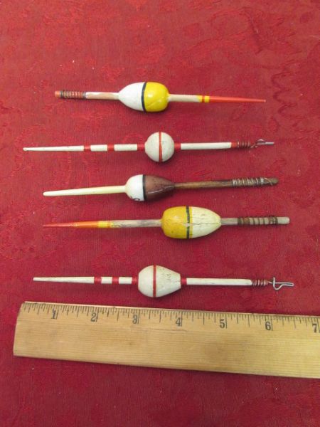COLLECTION  OF 5 OLD FISHING BOBBERS