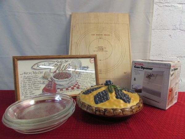 PIE PLATES GALORE, CAN OPENER & MORE!