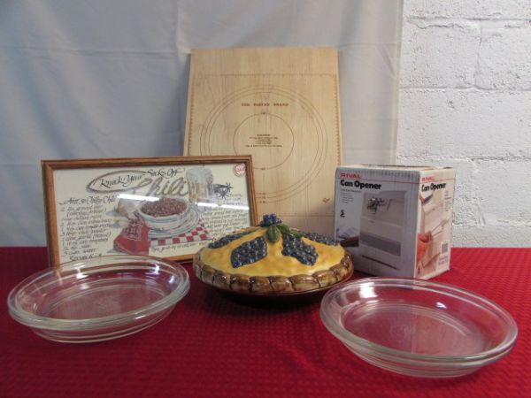 PIE PLATES GALORE, CAN OPENER & MORE!