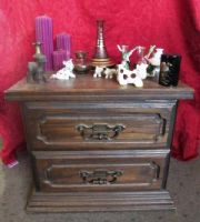 STURDY NIGHTSTAND WITH CANDLES, VASES & MORE!