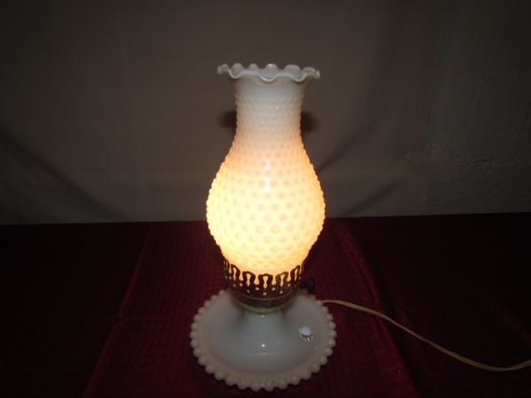 BEAUTIFUL MILK GLASS HURRICANE STYLE LAMP & MORE!