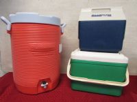 3 COOLERS OF VARIOUS SIZES