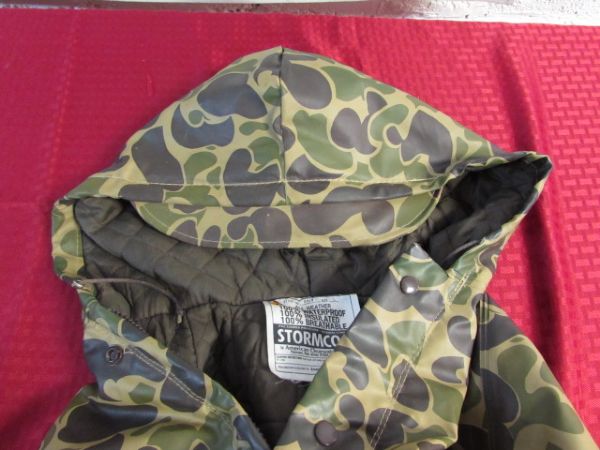 ALL WEATHER CAMO STORMCOAT IN EXCELLENT USED CONDITION