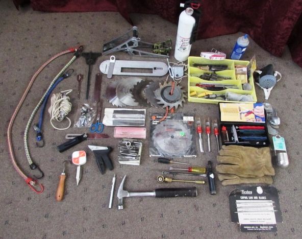 A TON OF TOOLS INCLUDING SAW BLADES, WOOD CHISLES & MORE