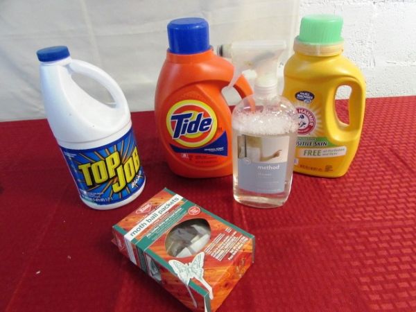 CLEANING SUPPLIES! MOPS, BUCKET, CLOTHESPINS & MORE 