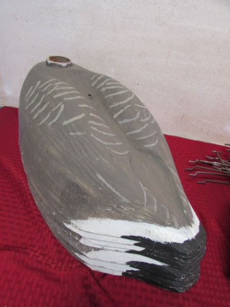 EIGHT VINTAGE PAPER MACHE CANADIAN GEESE DECOYS