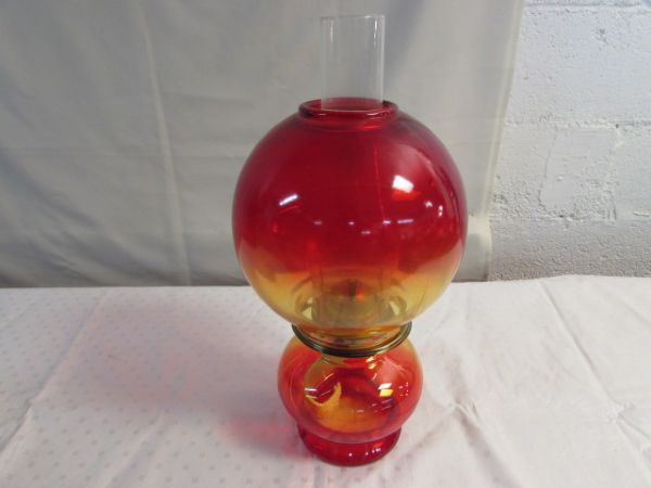 ABSOLUTELY STUNNING RED HURRICANE LAMP