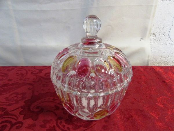 ELEGANT ANTIQUE FRENCH TUREEN, CUT GLASS CANDY DISH & MORE