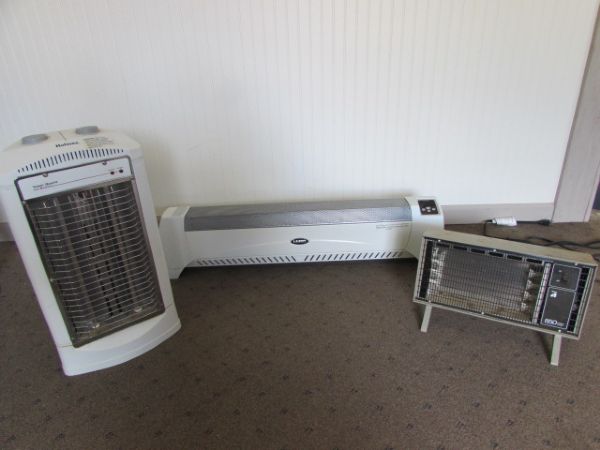 SET OF THREE PORTABLE HEATERS. LASKO, HOLMES, AND ARVIN.