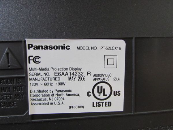 52'' PANASONIC HDTV WITH STAND