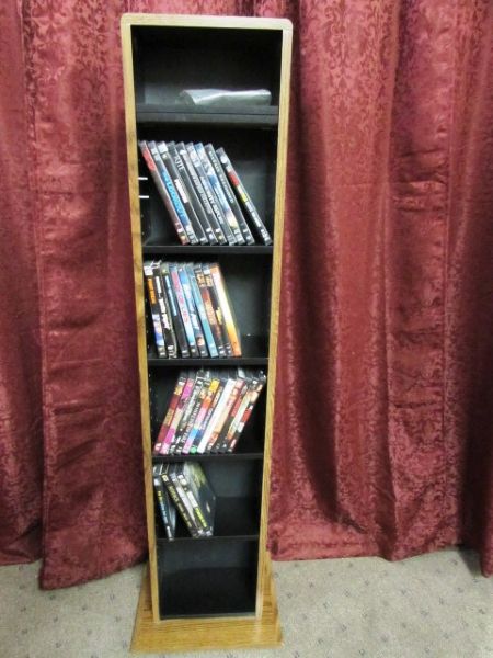 DVD TOWER WITH OVER 30 DVD'S