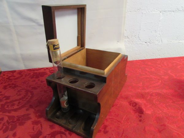 VINTAGE TOBACCO BOX/PIPE STAND & MORE!