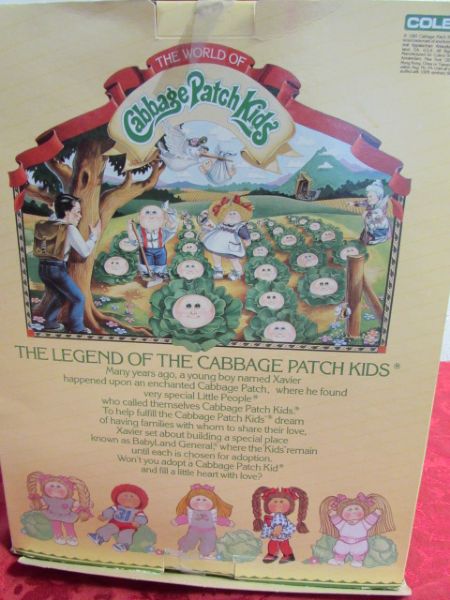 CABBAGE PATCH KIDS, 1985 DOLL IN ORGINAL BOX & MINI ORNAMENTS