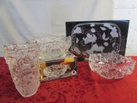BEAUTIFUL MATCHING, MADE IN GERMANY, GLASS BOWLS, VASE & SERVING PLATTER