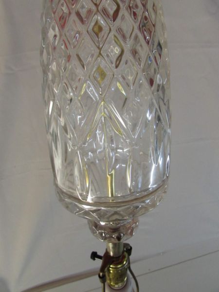 BEAUTIFUL CUT GLASS LAMP, LINDEN TRAVEL CLOCK, JEWELRY BOX & MORE