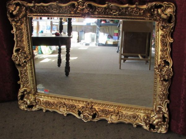 A REAL STATEMENT PIECE! LARGE GOLD EMBELLISHED MIRROR