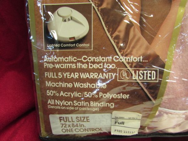 SNUG AS A BUG! NEVER USED AUTOMATIC ELECTRIC BLANKET, COZY NIGHT GOWN & VINTAGE PILLOW CASES 