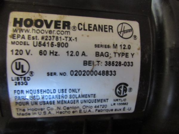 HOOVER TURBO POWER 5100 VACUUM CLEANER