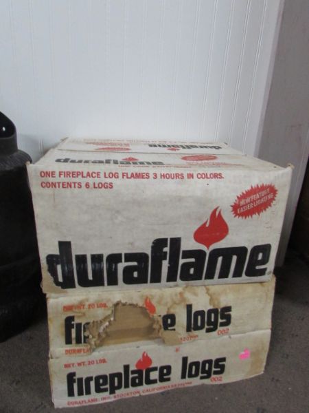 FIREPLACE TOOLS, CARRIERS, ANDIRONS & DURAFLAME LOGS