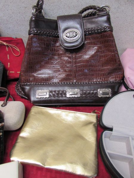 VARIETY LOT WITH GIFT BAGS, PURSES, JEWELRY CASE, SEWING BOX & LOTS MORE