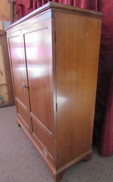 VINTAGE ALL WOOD BOOKCASE CABINET WITH SOLID WOOD DOORS
